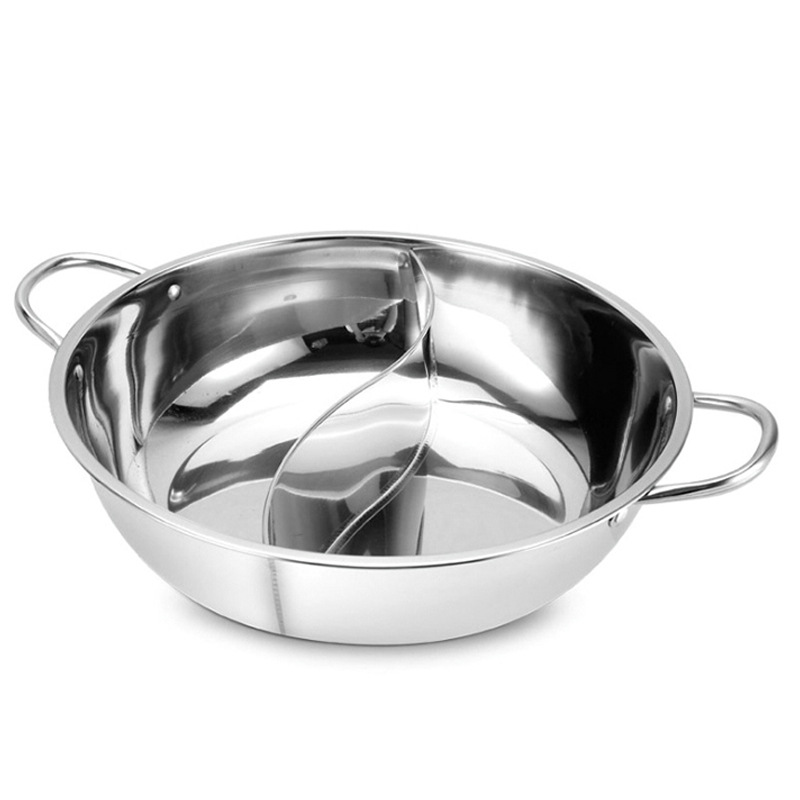 Thickened Stainless Steel Yuanyang Pot Two Flavor Framed Hot Pot Basin Household Hot Pot Shop Induction Stove Pot Gift Pot Promotion