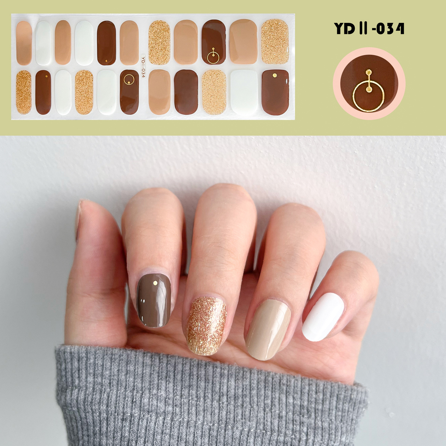 Edie Factory Wholesale Nail Polish Film Amazon Cross-border Foreign Trade Nail Art Patch 22 Nail Sticker French Stamping Sticker