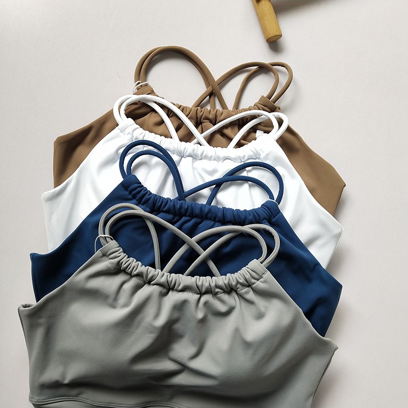 Neck-hanging Yoga Suit Camisole All-in-one Cup Sports Bra Summer Shockproof Women's Fitness Top Professional Beautiful Back