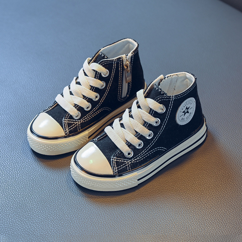 Spring 2024 New Children's High-top Canvas Shoes for Men and Women Small and Medium-sized Children's Korean-style Sneakers for Students Parent-child Lovers Shoes