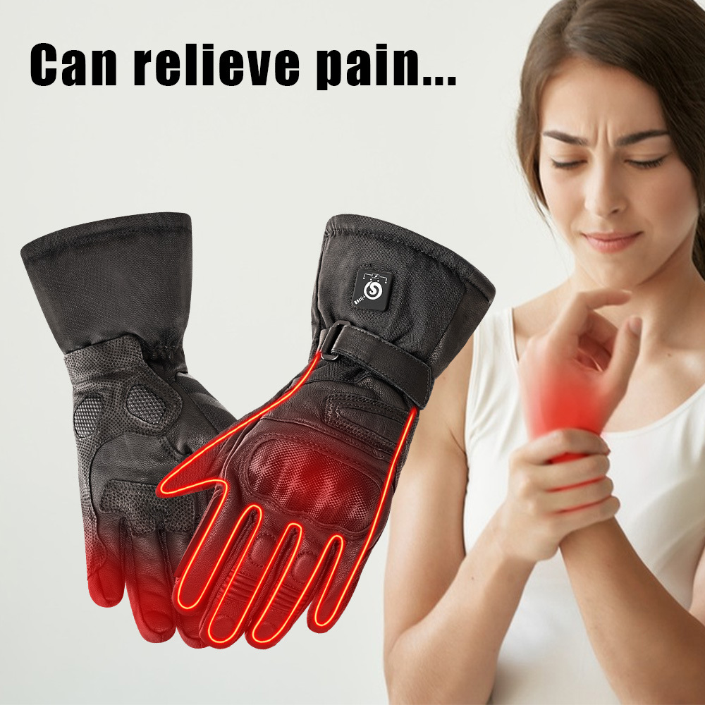 Electric heating gloves electric motorcycle fleece-lined men and women warm thickened cold-proof riding windproof heating rechargeable