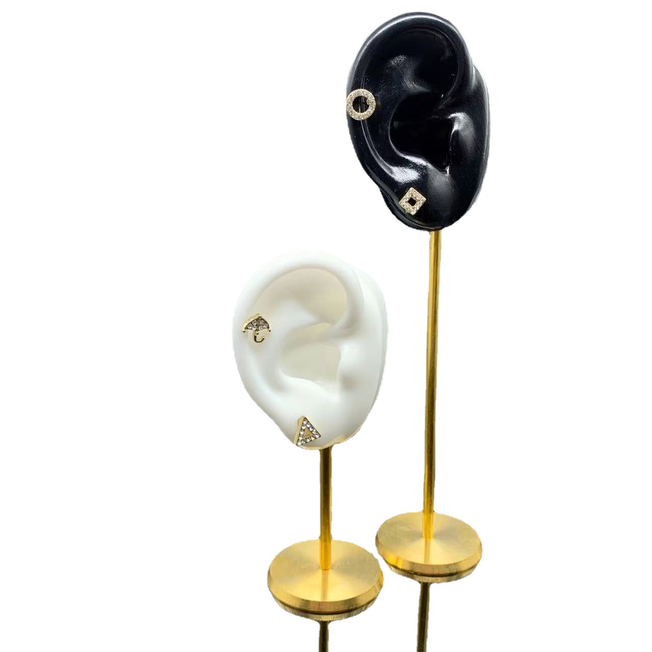 Earrings Display Stand Silicone Ear Model Puncture Ear Picking Teaching Headset Hearing Aid Display Stand Practice Puncture