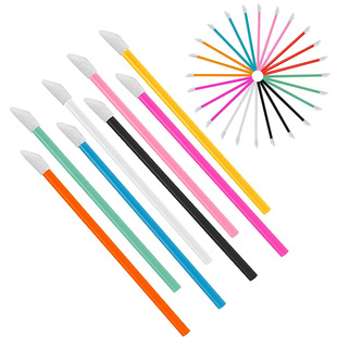 50 PCs/Pack Cross-border Hollow Rod Lip Brush Grafting Eyelash Flocking Mu Si Nano Cleaning Cotton Stick Eyelash Worker