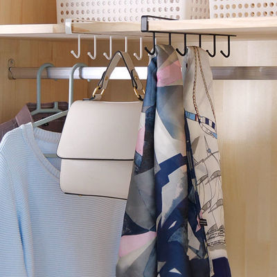 Kitchen Row Hook Multifunctional Storage Rack Under Cabinet Punch-free Wardrobe Partition Hook Clothes and Hood Storage Rack Wall Hanging
