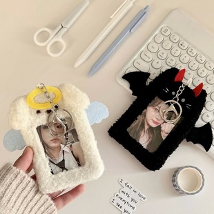 ins style couple plush ID card holder cute animal campus meal card aidou small card photo portable pendant