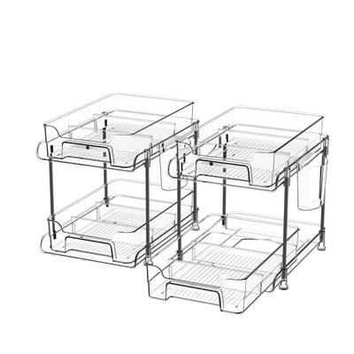 Transparent PET Shelf Desktop Cosmetic Storage Box Bathroom Toilet Kitchen Multifunctional Stacking Storage Rack