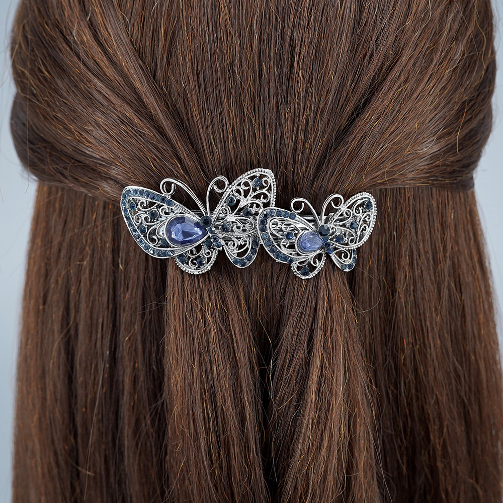 Neue vintage frühling clip strass haarnadel damen haar zubehör kopfschmuck schwarz haarnadel blume pferdeschwanz clip schmuck großhandel_voghion.com