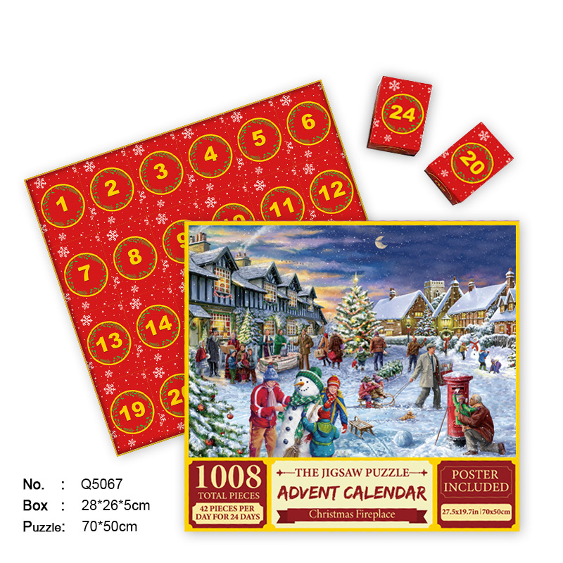 In Stock 24 grid Christmas puzzle blind box countdown 1008 pieces cross-border hot adult paper decompression toy gift