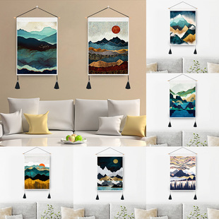 Sunrise Landscape Hanging Painting Nordic Living Room Decorative Mural Amazon ins Home Tapestry Digital Printing