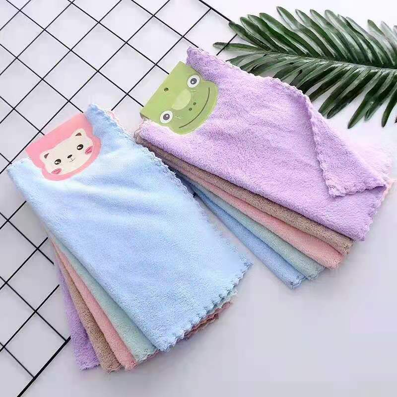 [5 Pack] Pin-in Square Towel Children's Handkerchief Soft Absorbent Not Easy to Fell Hair Not Easy to Fell Small Square Towel