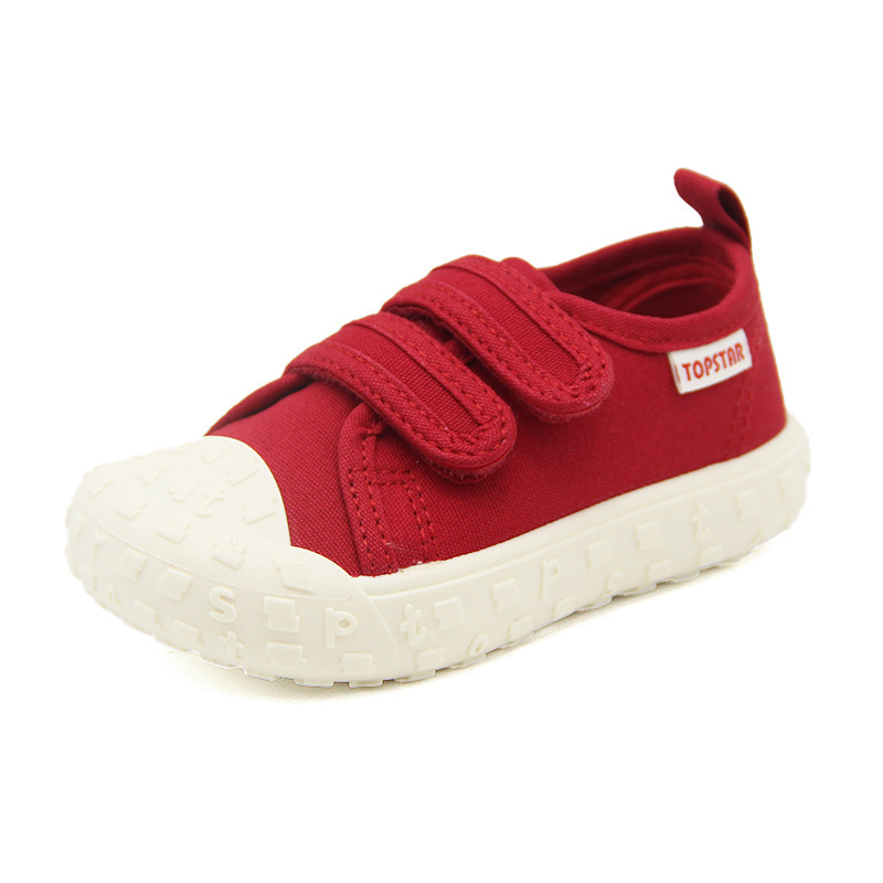 ts Genuine Kidsren's Candy-colored Canvas Shoes Spring & Fall K-style Boys and Girls Velcro Sneakers Baby White Shoes 2035