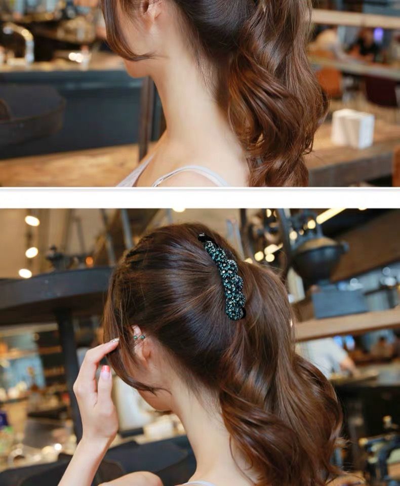 Korean Banana Clip Vertical Clip Pontail Clip Hair Clip Small Non-Slip Vertical Clip Rhinestone Hair Accessories Japanese and Korean Style Large Hair _voghion.com