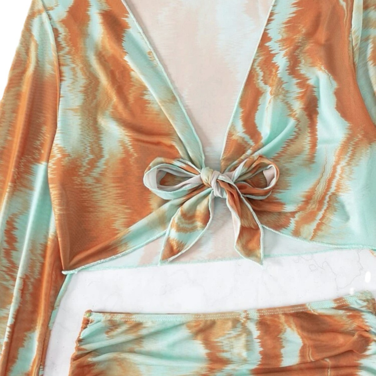 European and American cross-border new tie-dyed sexy five-piece bikini bikini women's swimsuit foreign trade headscarf Amazon