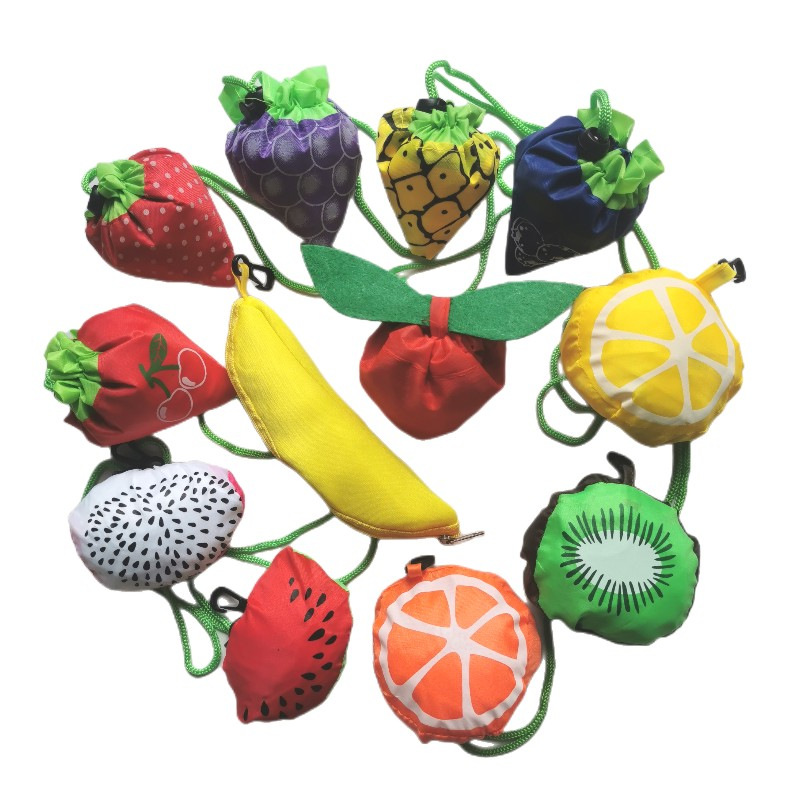 Portable strawberry folding shopping bag discount wholesale printing LOGO fruit shape can be stored portable environmental protection bag
