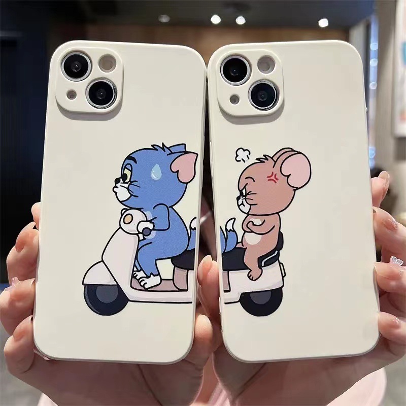 貓和老鼠蘋果14/15情侶手機殼iPhone13/12Promax軟膠11直邊XR全包