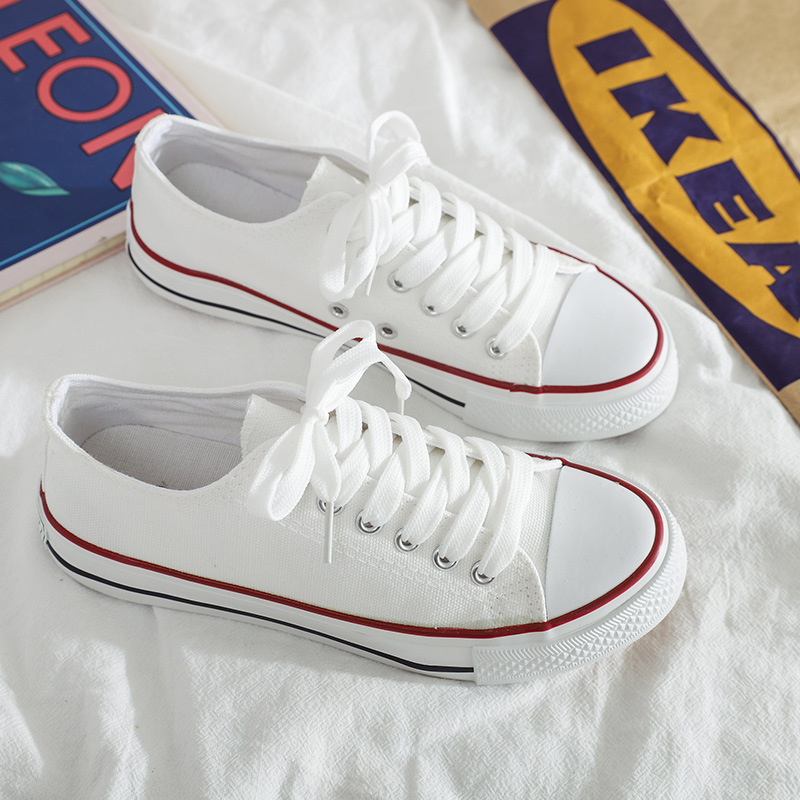 ins Fashionable Korean Style Low-cut Canvas Shoes Women's Classic Evergreen Students Rubber Shoes Sneakers Vintage Harajuku Lovers Shoes