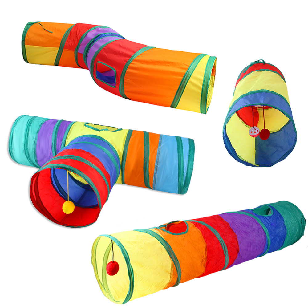 Cross-border New Pet Cat Toy Bell Ball Feather Cat Teaser Plush Mouse Spring Cat Tunnel 22 Pieces Set
