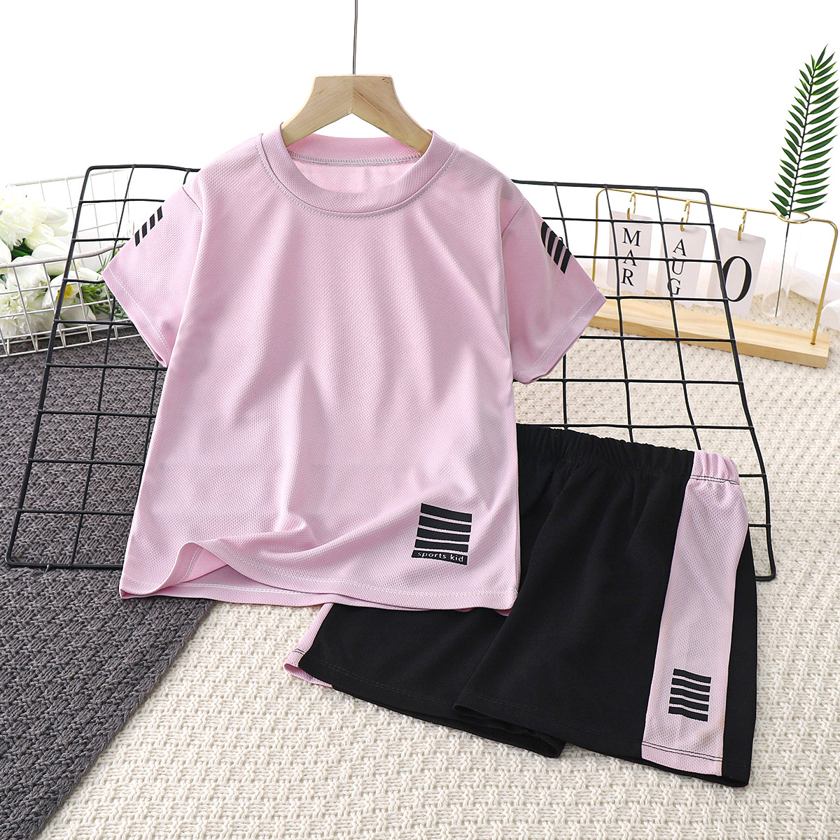 Summer Children's Quick-drying Clothes Boy's Suit 2024 New Handsome Fashionable Middle and Big Children's Short-sleeved Summer Sports Two-piece Set