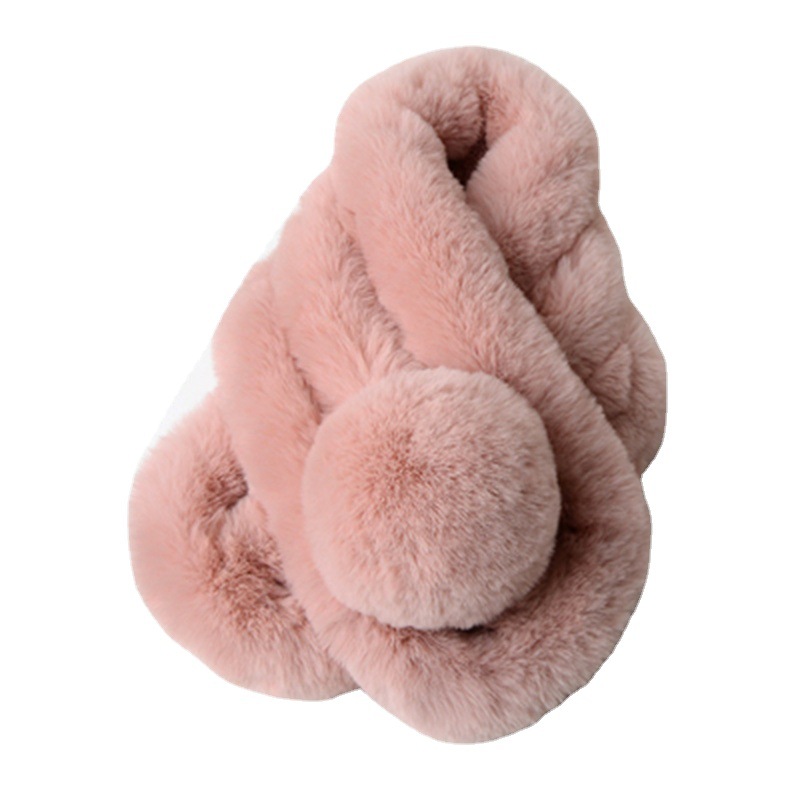 Imitation Rex Rabbit Fur Scarf Women's Autumn and Winter Neck Set Thickened Warm Three-Tube Scarf Imitation Wrasse Rabbit Fur Scarf