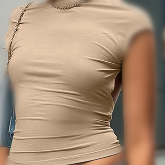 2023 Summer hollowed backless top tight short sleeve navel half turtleneck solid color hot girl sexy European and American women's T-shirt
