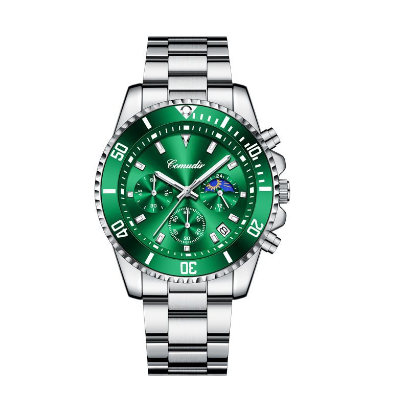 Cross-border Foreign Trade Watch Gift Order True Three Eyes Men's Green Water Ghost Series Luminous Waterproof Men's Watch Sports Watch