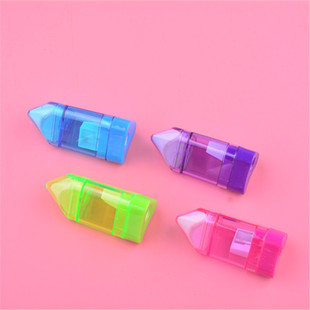 Glossy single hole plastic pencil sharpener with rubber pencil sharpener creative students Children pencil sharpener can be printed logo