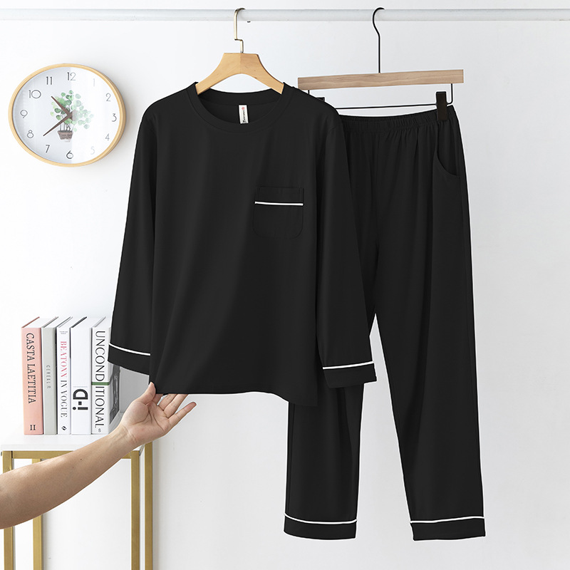 Pajamas men's viscose cotton summer thin spring and autumn long-sleeved trousers suit plus size outerwear men's homewear RC