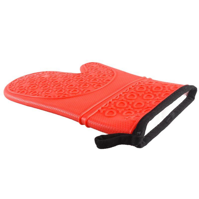 Household Two-finger Kitchen Thermal Insulation Silicone Cotton Double-layer Oven Wrap Edge Circle Microwave Oven Baking Gloves