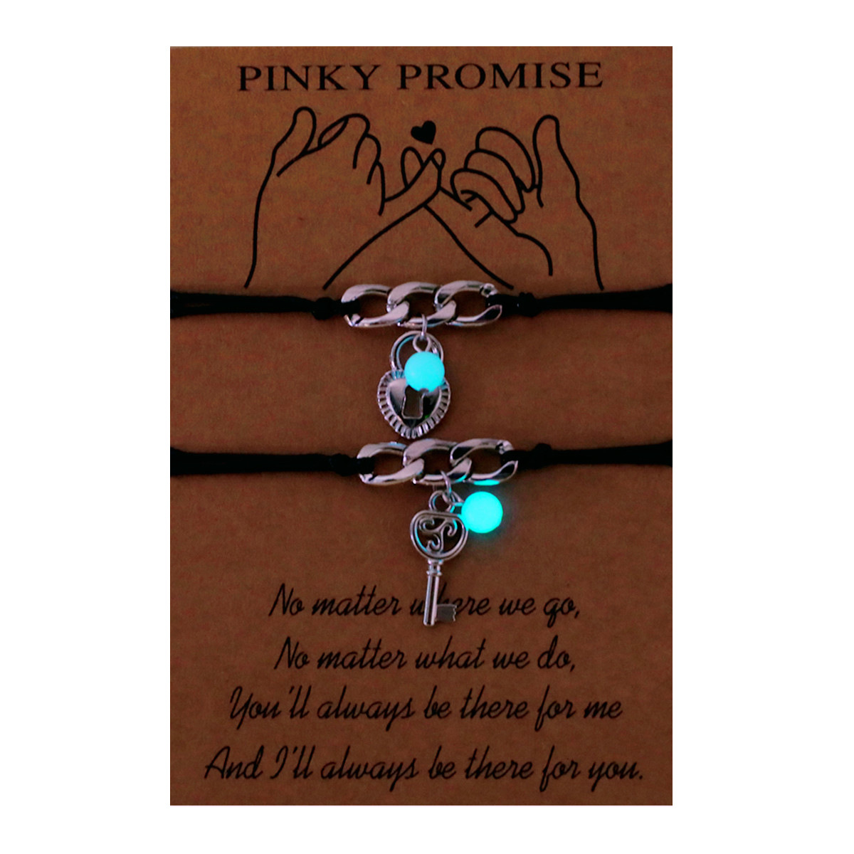 Cross-border jewelry new creative heart-shaped key and lock pendant luminous beads hand-woven couple bracelet bracelet rope women