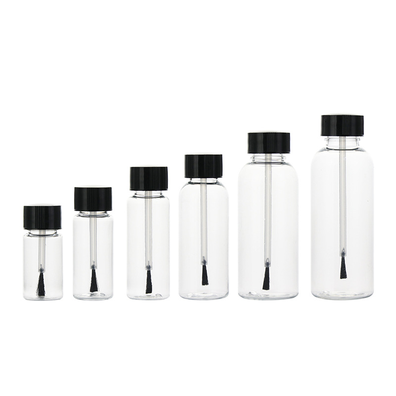 Factory in stock wholesale PET transparent brush bottle emulsion small sample packaging plastic bottle pigment nail polish glue bottle