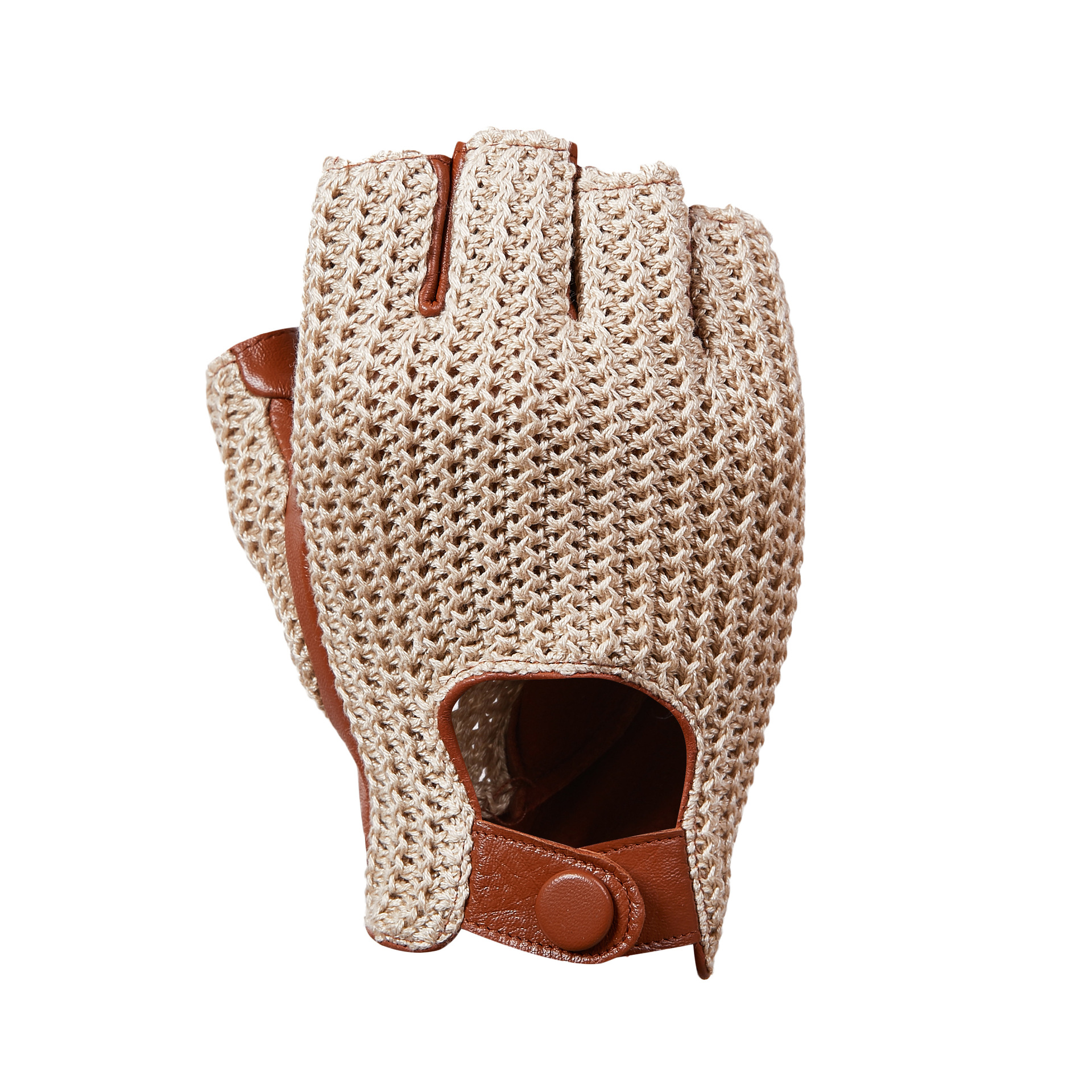 New Men's Half Finger Genuine Leather Gloves Woven Hand Back Autumn and Winter Anti-slip Motorcycle Motorcycle Sheepskin Thin_voghion.com