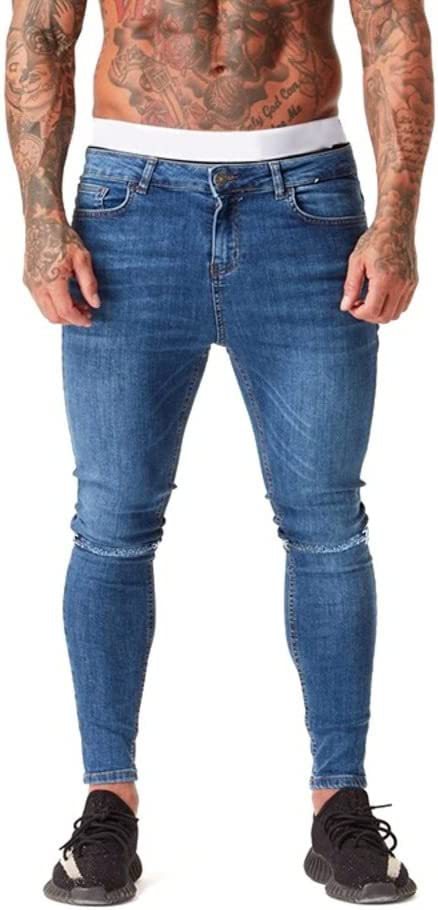 Amazon EBay wish Europe and the United States cross-border 2023 new tight-fit small-foot denim stretch ripped men's jeans