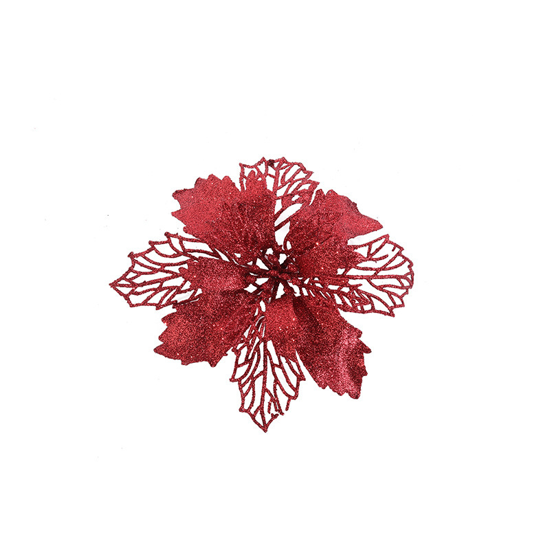 Christmas Gold pink flower hollow gold pink Christmas flower large artificial flower Christmas tree decoration supplies cross-border exclusive_voghion.com