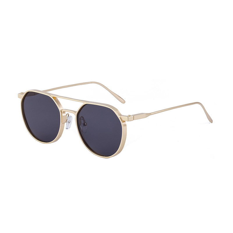 2023 New Vintage Oval Frame Sunglasses Men's Metal Double Beam Driving Sunglasses Cross Border Wholesale shades