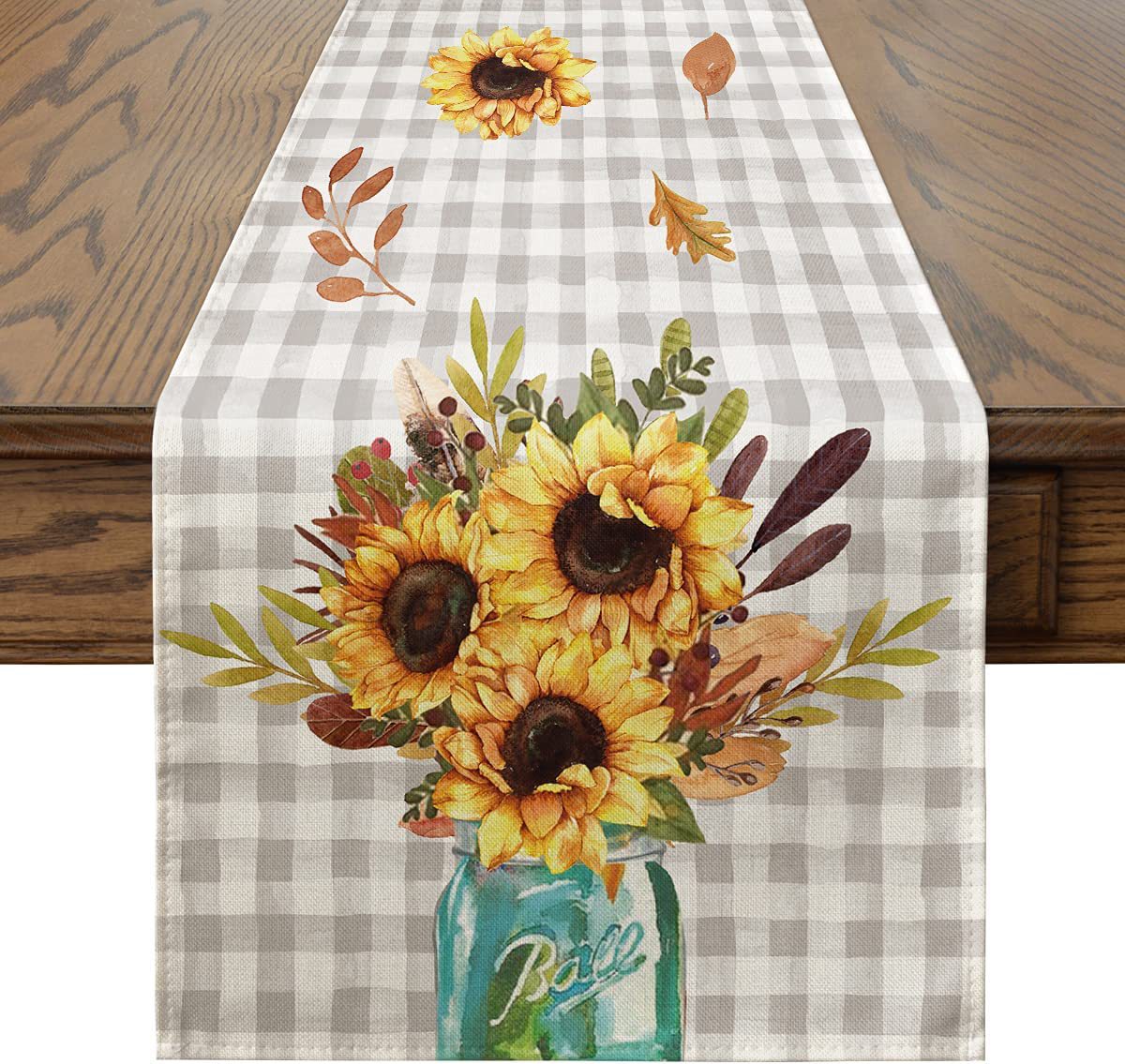 Linen Table Runner Pastoral Flower Lemon Summer Home Dining Table Outdoor Decoration Printed Tablecloth Table Runner