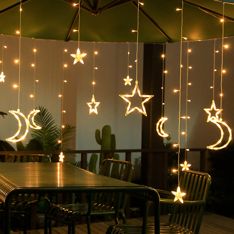 led Solar Star Light String Star Moon Curtain Outdoor Camping Light Atmosphere Light Colorful Light Decoration Small String Light