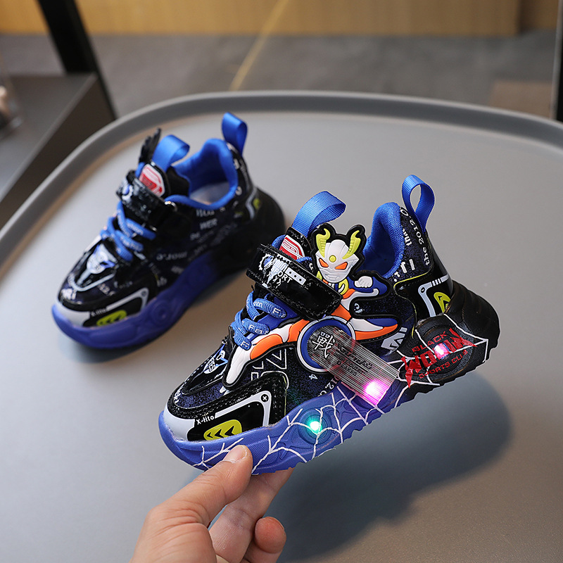 Luminous children's sports shoes men's 2023 Spring and Autumn new mesh breathable Men's shoes children's baby shoes in stock