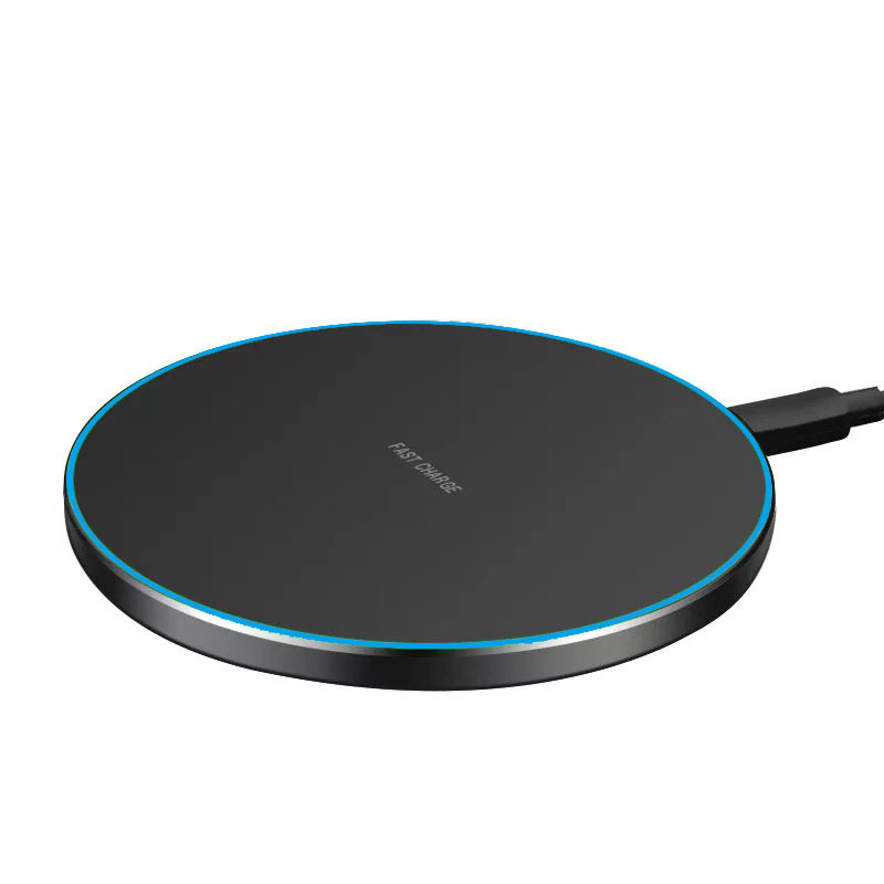 GY68 mobile phone wireless charger ultra-thin 10W fast charging aluminum alloy base frosted surface round desktop