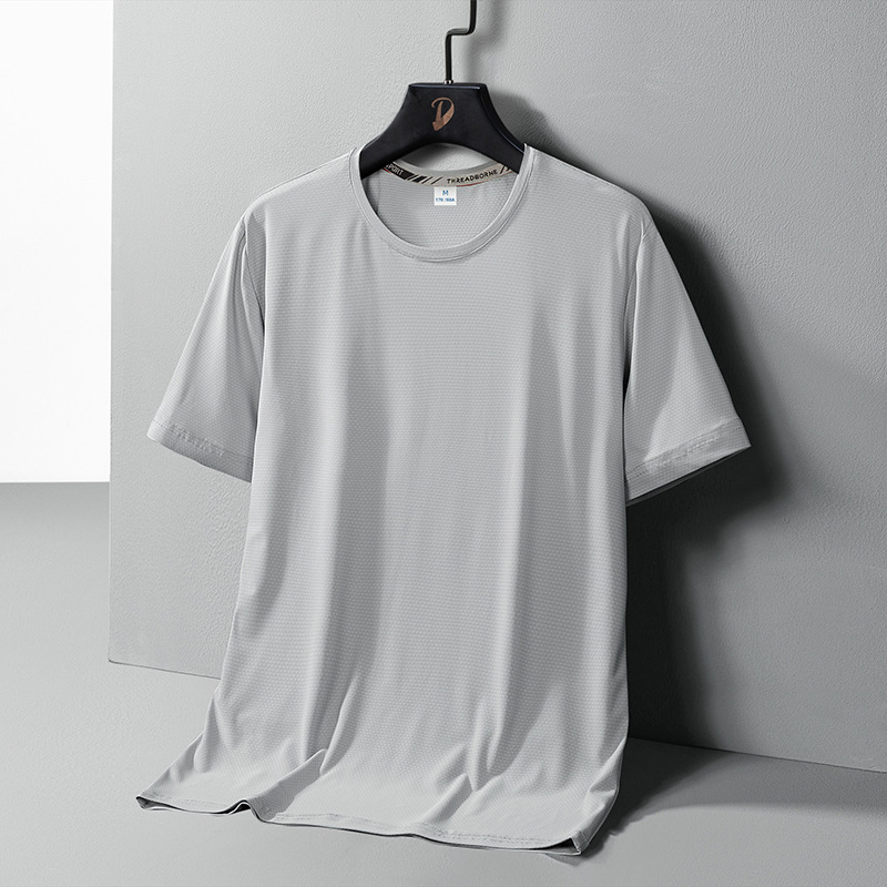 New Ice Silk quick-drying short-sleeved T-shirt men's summer Tide brand trend sports leisure round T-shirt a generation of hair