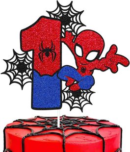 Amazon Birthday Digital Cake Card Baby One-Year-Old Birthday Party Spider-Man Cake Flag Insertion