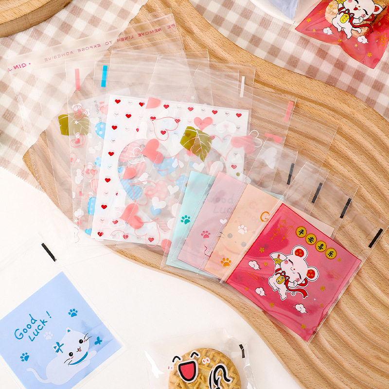 Snowflake Crisp Biscuit Moon Cake Baking Packaging Bag Plastic Cute Transparent Cookie Candy Cow Roll Self-sealing Self-adhesive