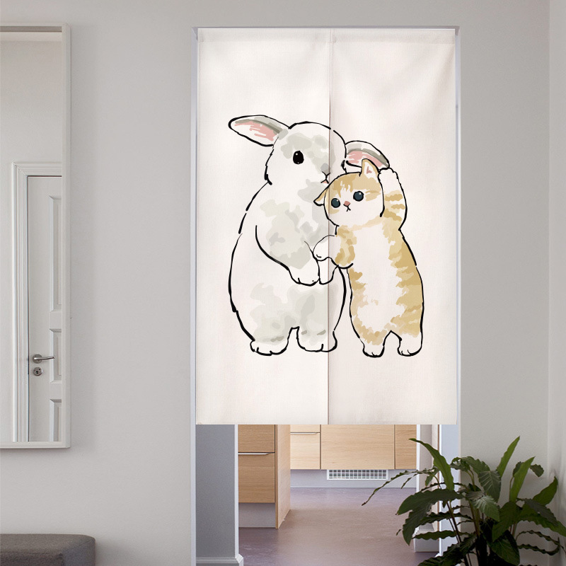 Cartoon door curtain partition curtain kitchen covering hallway toilet bedroom Nordic style cloth curtain decoration household fabric hanging curtain