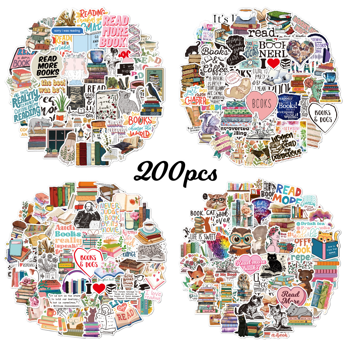 Reading stickers 50 stationery cups mobile phone kindle tablet computer decoration waterproof luggage stickers wholesale