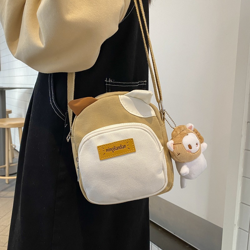 ins風帆布包日系可愛拼接卡通小包女學生簡約單肩包森系斜挎包