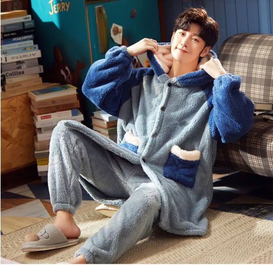 Autumn and Winter Coral Fleece Pajamas Women's Winter Thickened Fleece-Lined Winter Cut Flower Bear New Suit Home Clothes Flannel