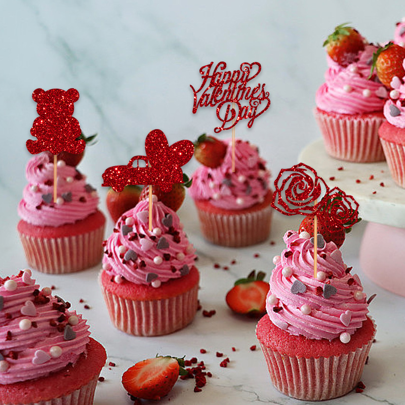Birthday cake paper cup card decoration decoration insert dessert decoration Valentine's Day love plug-in finished product wholesale