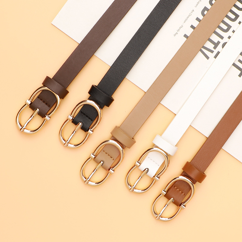 New fashion all-match women's belt high-grade alloy pin buckle imitation leather belt Women's decorative jeans thin belt
