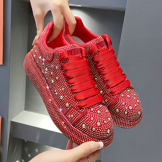 European goods full Diamond women's fashion 2023 Summer ultra-fiber breathable sports casual skate shoes fashion all-Match platform women's shoes