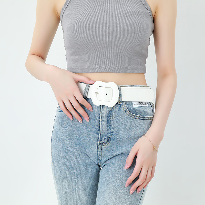 2023 bag buckle belt women's fashion solid color gourd buckle all-match decorative jeans clothing accessories belt Women's wide