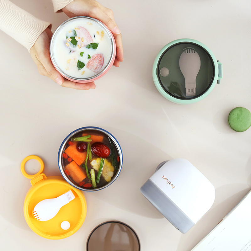 304 Stainless Steel Soup Cup Breakfast Milk Portable Soup Jar Student Work Preservation Bowl Oatmeal Cup Microwave Heating